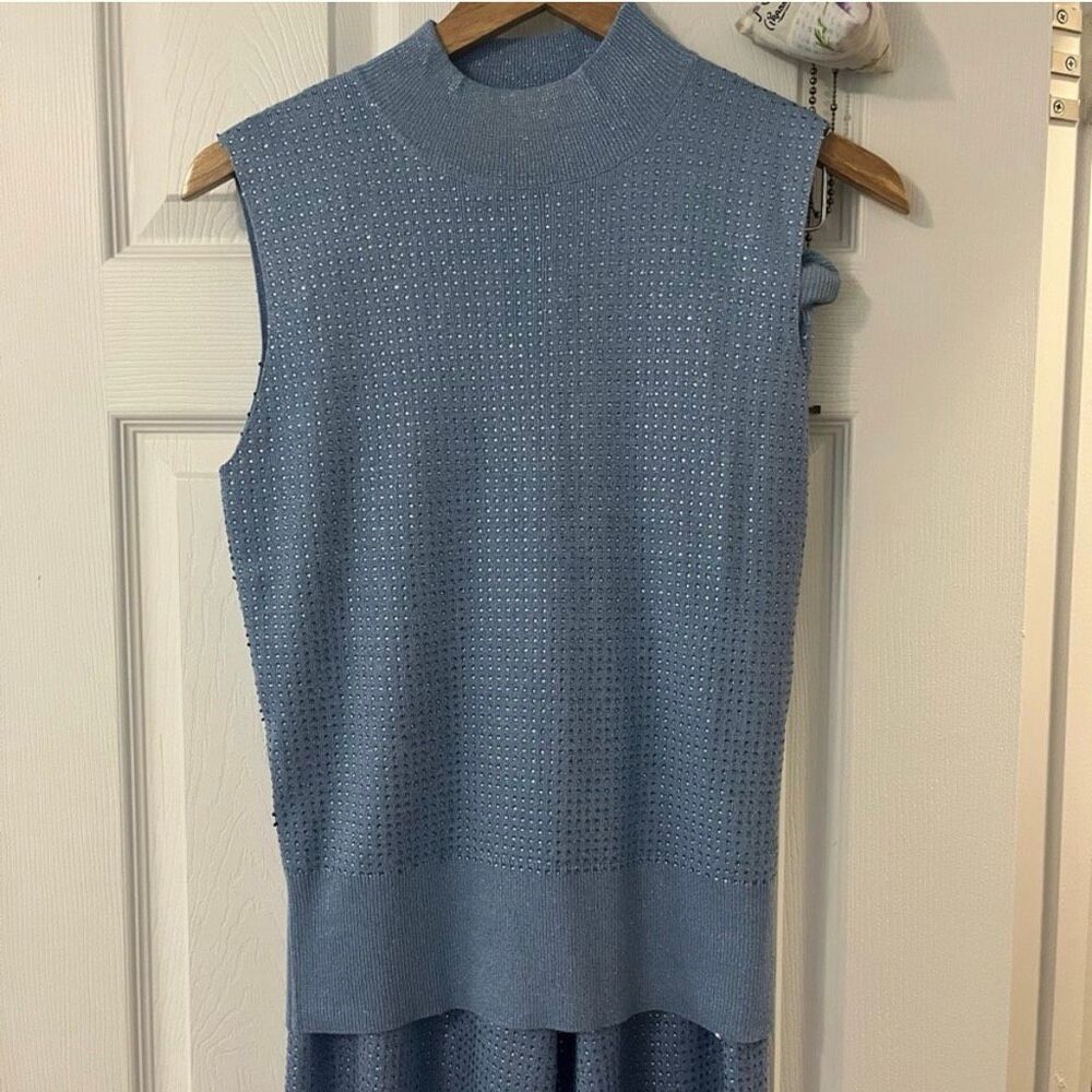 BOSTON PROPER | sky blue rhinestone lounge set S - Picture 4 of 8